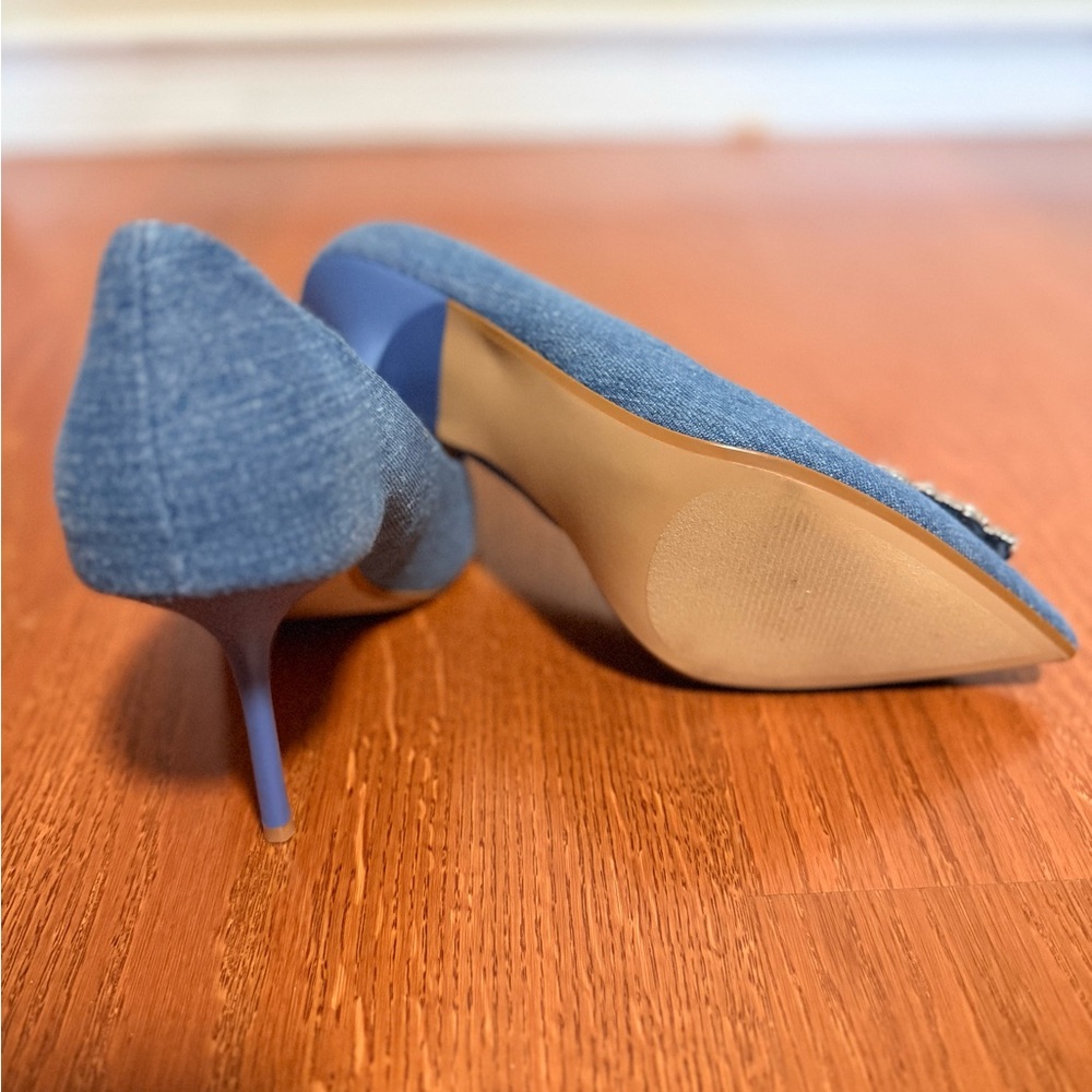 Steve Madden Blue Denim Embellished Women's Heels NEW - Picture 4 of 7